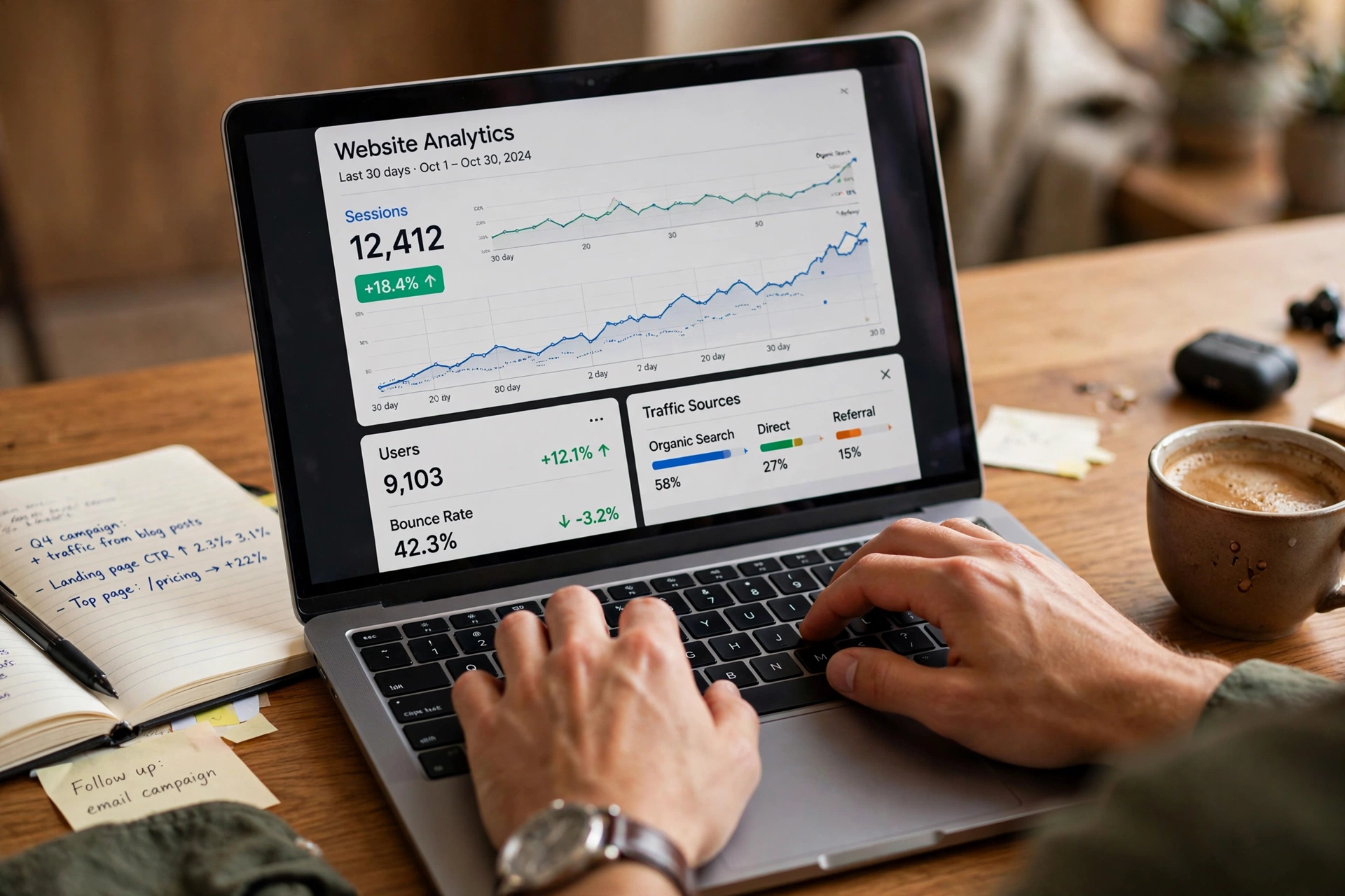 SEO analytics laptop